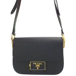 Prada Embleme Saffiano leather shoulder bag black